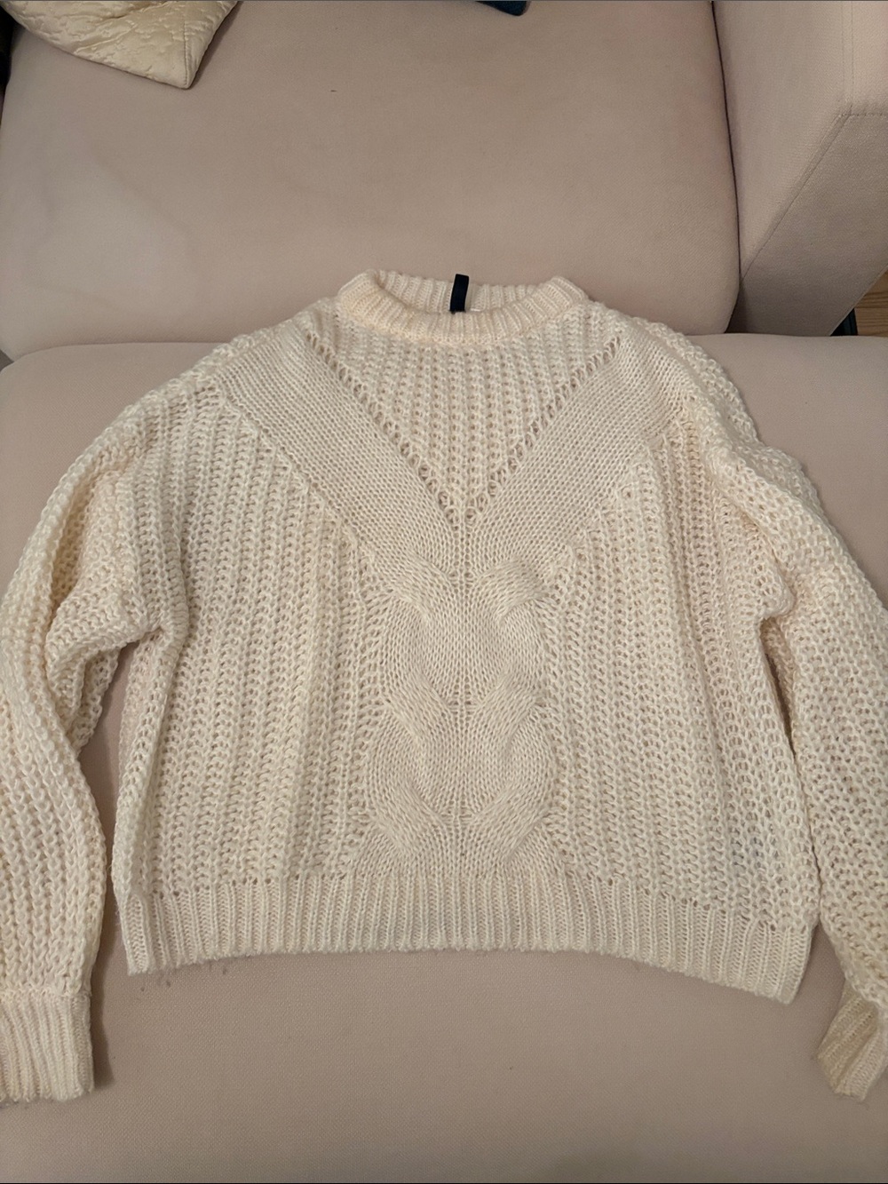 Divided Cream Cable Knit Turtleneck Sweater
